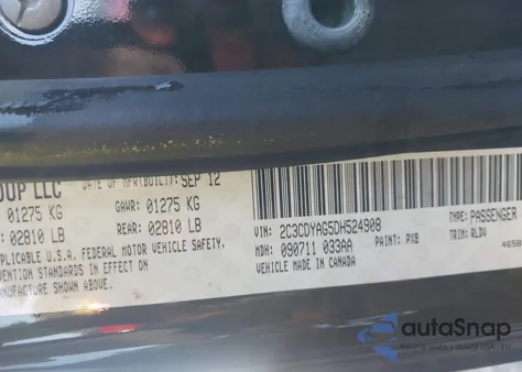 2013 Dodge Challenger Sxt z USA, uszkodzony, nr VIN 2C3CDYAG5DH524908